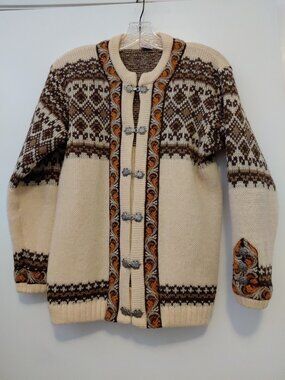 Firda Vintage Wool Cardigan Norway Cream Brown Size EU 42 US Medium Heritage